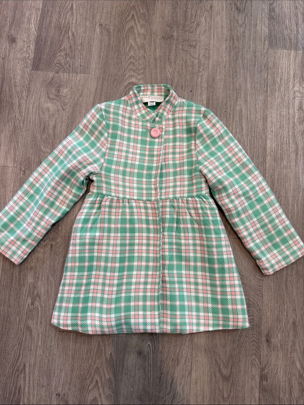The Beaufort Bonnet Company Girls Green Pink Plaid Coat